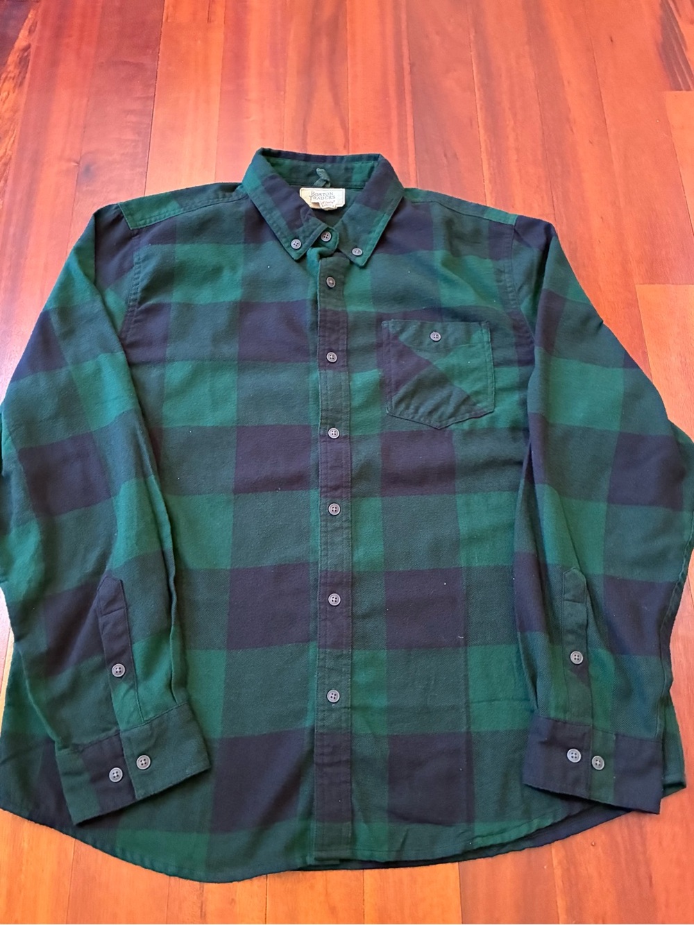 Boston Traders Men’s Green and Navy Buffalo Plaid Flannel Shirt size XL